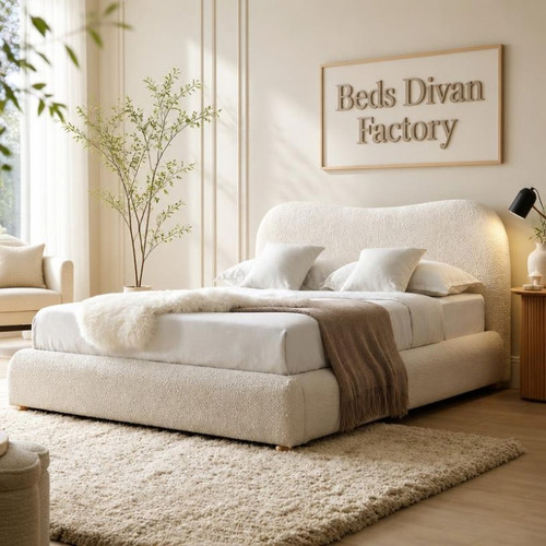 Boucle teddy bed frame - bed,