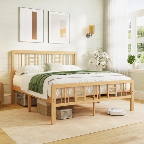 Double wooden bed - wooden, frame