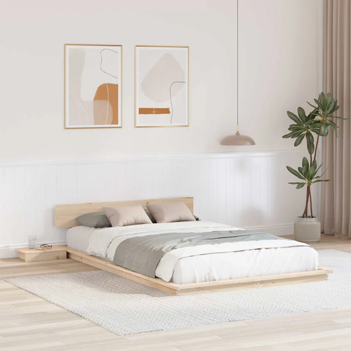 Walplus brown wooden bed - brown,