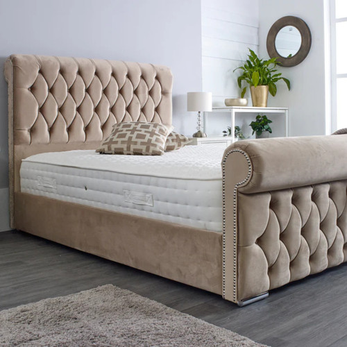 Scroll sleigh bed - bed, plush