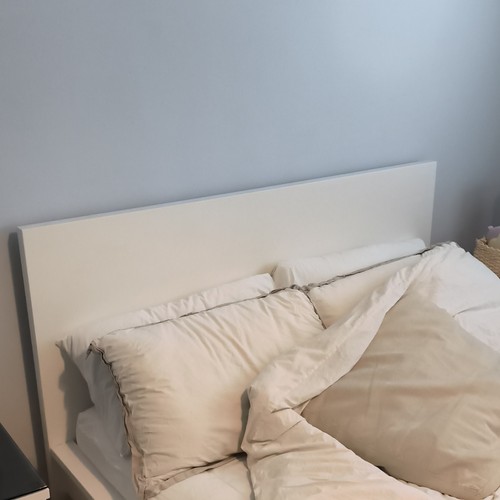 White wooden double - wooden, bed