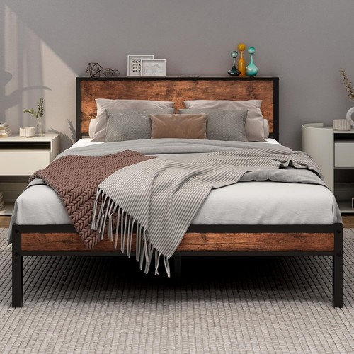 Double bed frame with - frame, wooden