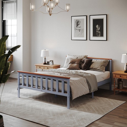 Solid wooden bed frame single - wooden,
