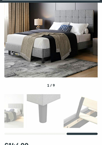 Grey upholstered fabric double - grey,