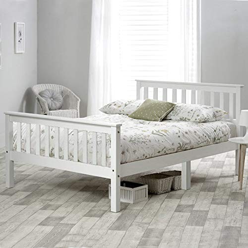 White solid wooden - wooden, bed