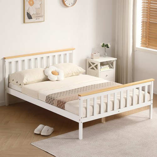 Double bed white pine 4ft6 - bed,