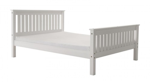 White wooden bed pine slatted - wooden,
