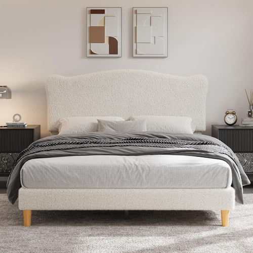 Sherpa boucle platform bed - boucle,
