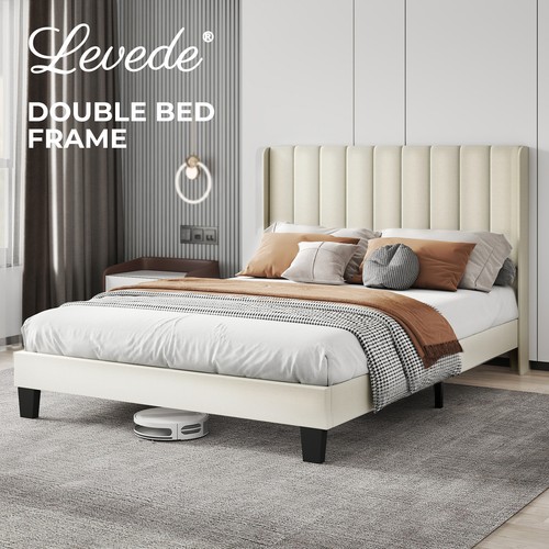 Levede metal wooden bed - wooden, frame