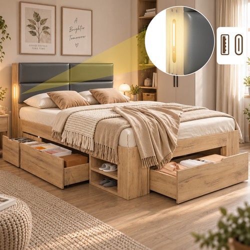 4ft6 double wooden - double, frame
