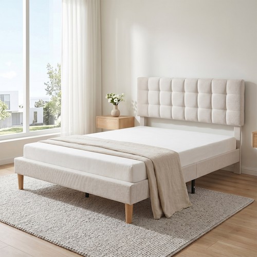 Double upholstered bed frame - upholstered,
