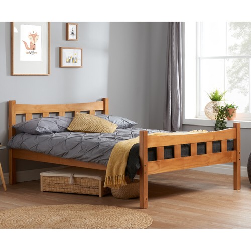 Pine wooden bed - wooden, bed,