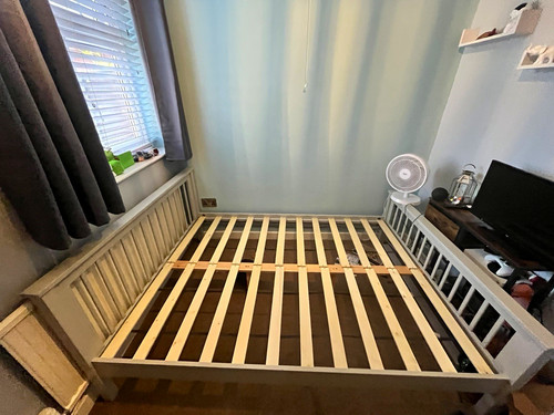 Grey wooden double bed frame - double,