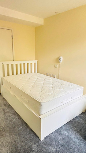 White wooden ottoman bed - bed, frame