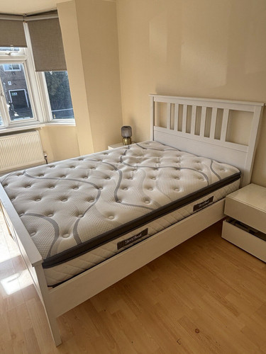 White double wooden bed frame - double,