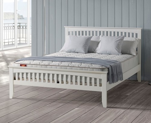 White wooden bed shaker style - wooden,