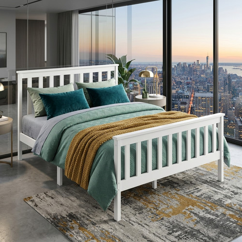 Solid 4ft wooden bed - wooden, frame