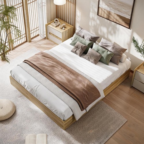 Modern wooden double bed frame - modern,