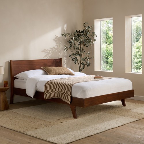 Samantha walnut wooden bed - wooden,